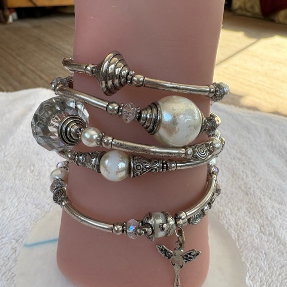 Boho Multi Strand Silver Tone Beaded Bracelet - Picture 14 of 14